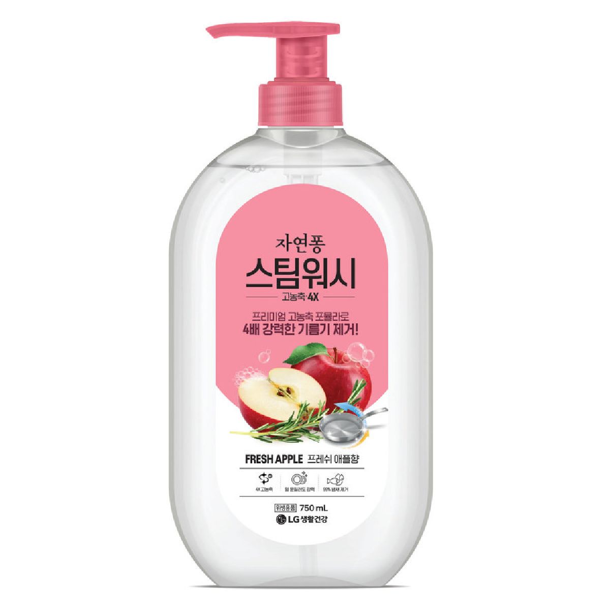 [친환경] LG생활건강 자연퐁스팀워시 주방세제 애플향용기 750ML