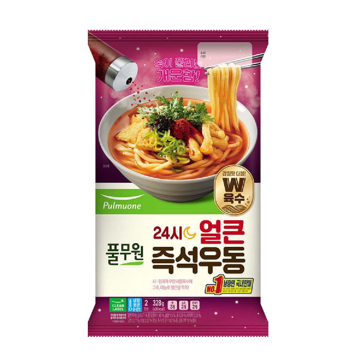 풀무원 24시 얼큰 즉석우동 2인 328G