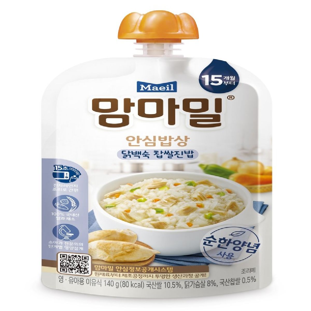 매일유업 맘마밀 안심밥상 닭백숙 찹쌀진밥 140G