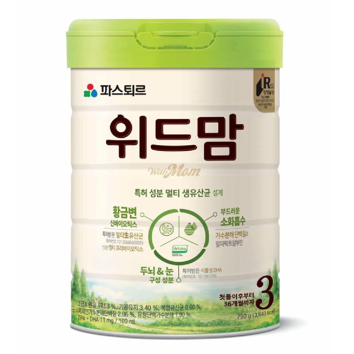 파스퇴르 바른목장 위드맘 분유 3단계 750G