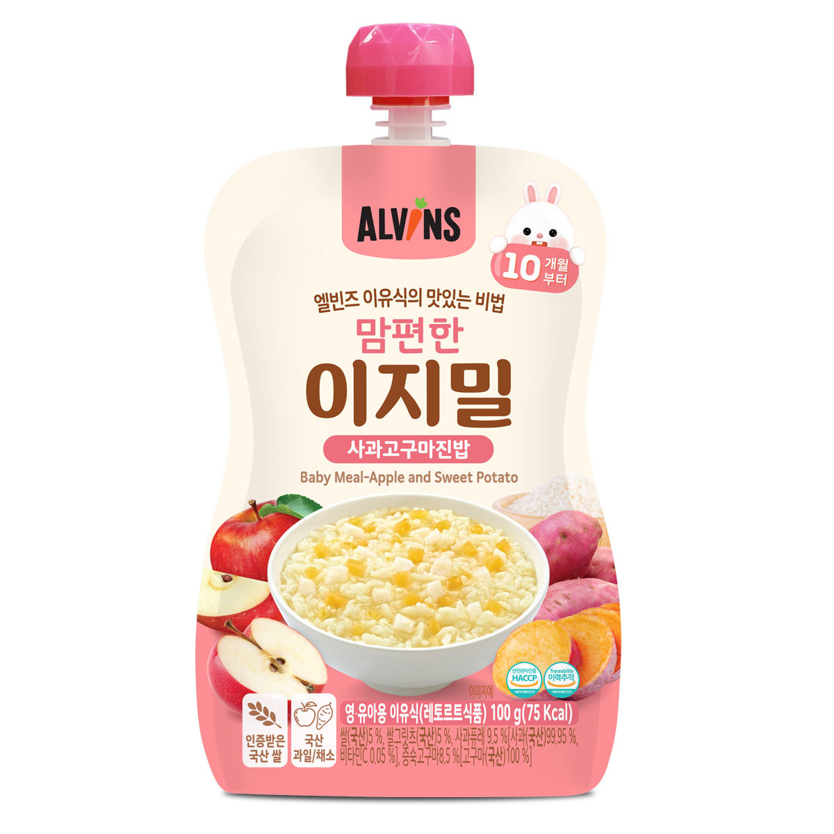 엘빈즈 맘편한이지밀사과고구마진밥 100G