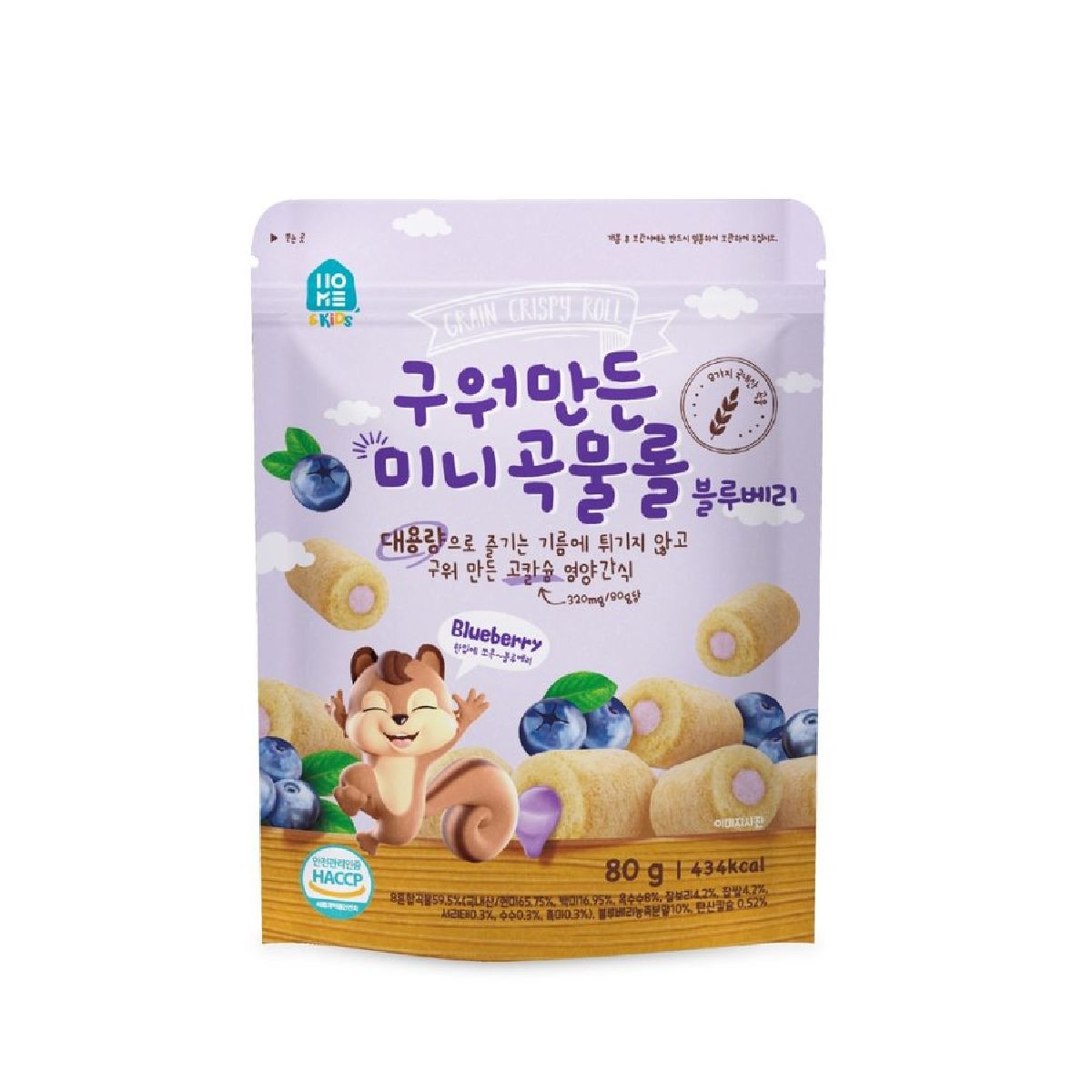 홈앤키즈 구워만든 미니 곡물롤 블루베리맛 80G