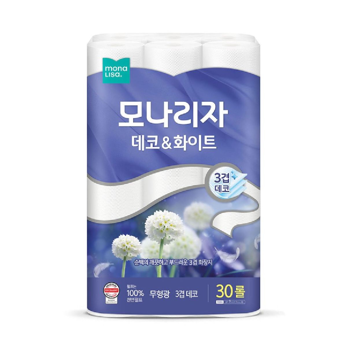 모나리자 데코&화이트 화장지 3겹 27Mx30롤