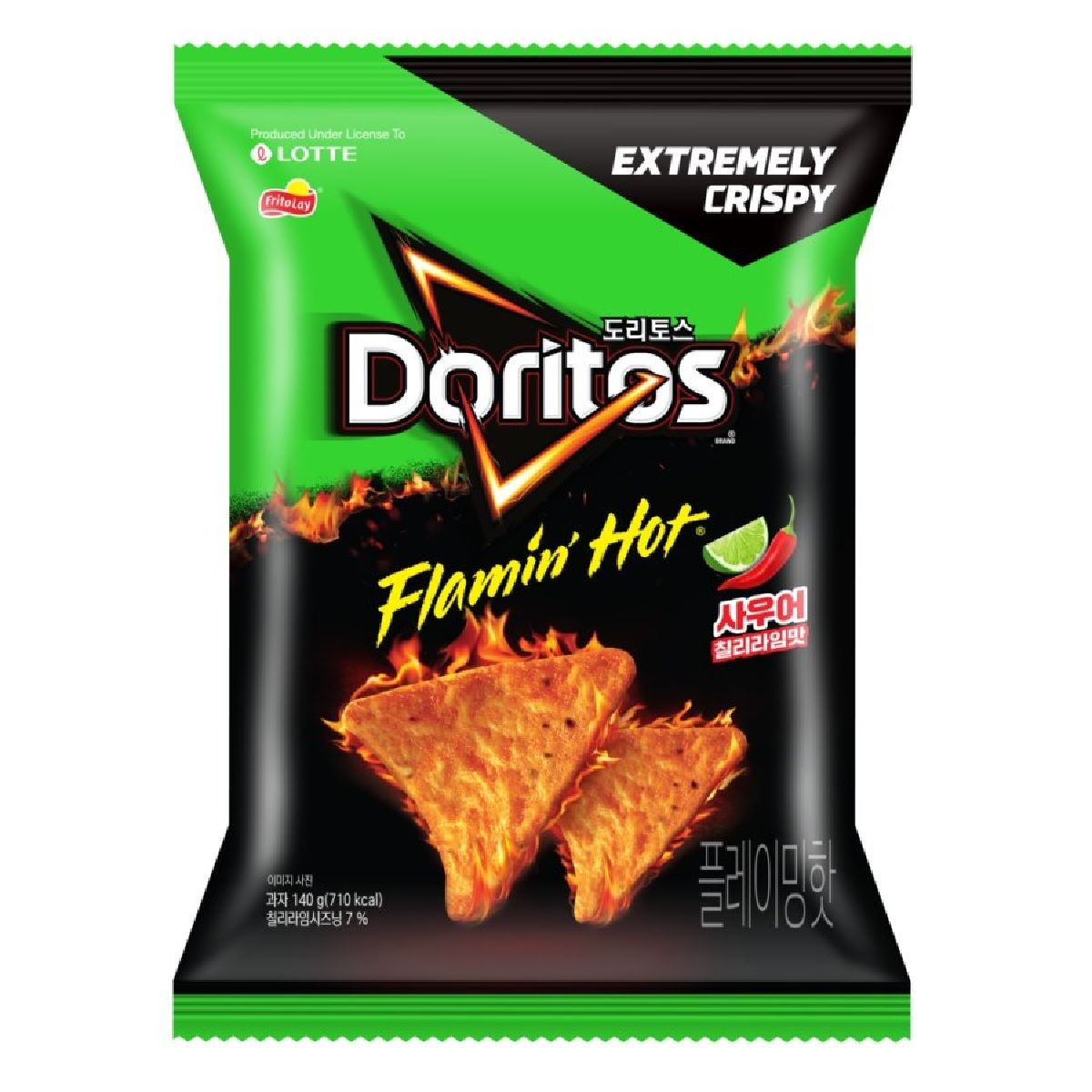 롯데 도리토스 플레이밍핫 사우어 칠리라임맛 140G