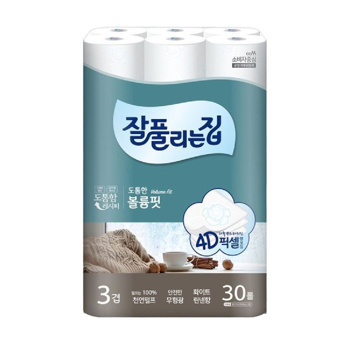 잘풀리는집 도톰한 볼륨핏 린넨향 3겹 천연펄프 화장지 27Mx30롤