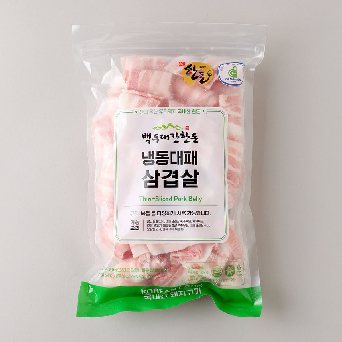 냉동 백두대간 한돈 대패삼겹살 500G/돼지고기