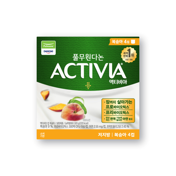 다논 액티비아 컵 복숭아 80g*4