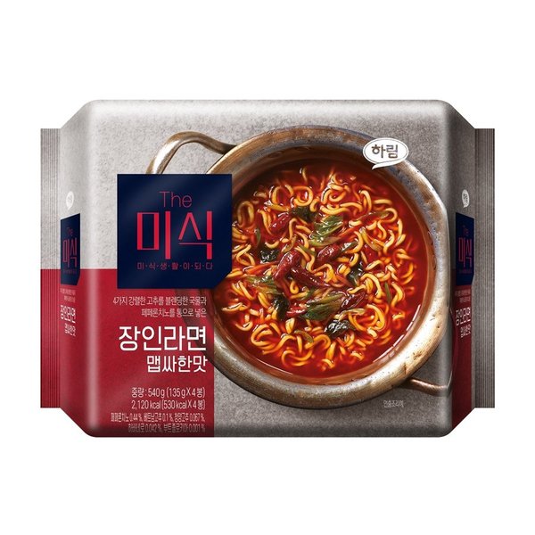 하림 더미식 장인라면 맵싸한맛 135Gx4입