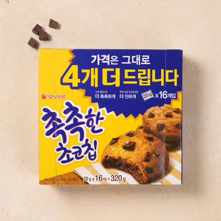 오리온 촉촉한초코칩 12P+4P 320g