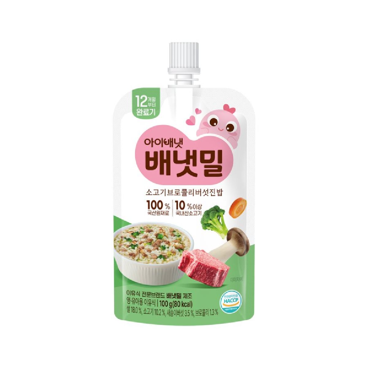 아이배냇 짜먹는 소고기 브로콜리 버섯진밥 100G